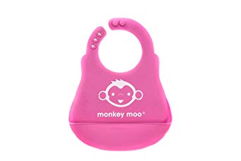 Monkey Moo Soft Silicone Wipe Clean Waterproof Baby Bibs - BPA Free - FDA Approved