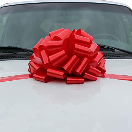 Large Car Bow, 16" Wide - Red, Birthday, Christmas, Anniversary, Valentine's Day, Mother's Day