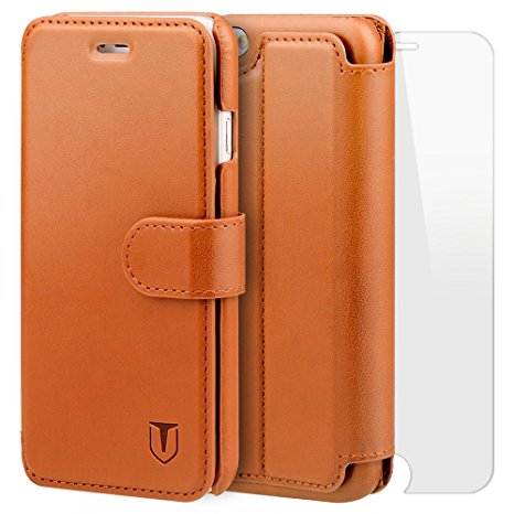 iPhone 6S Plus Case iPhone 6 Plus Case, TANNC Flip Leather Wallet Phone Case[Layered Dandy] - [Card Slot][Flip][Wallet] - For Apple iPhone 6 Plus and iPhone 6S Plus Devices - Light Brown