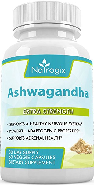 Natrogix Advanced Ashwagandha 1000mg Formula - Supports a Healthy Nervous System, Powerful Adaptogenic Propertes, & Adrenal Health (60 Veggie Capsules)