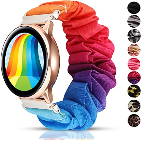 PENKEY 20mm Scrunchie Watch Band Compatible with Samsung Galaxy Watch 42mm,Soft Classic Pattern Replacement Wristbands for Samsung Galaxy Watch Active/Active 2