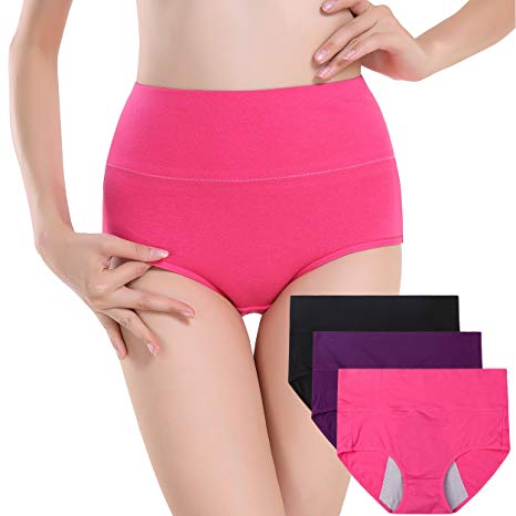 Innersy Women's 3 Pack Ultra Soft Postpartum Menstrual Period Protective Cotton Panties Underwear (Love Yourself First)