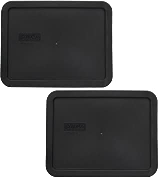 Pyrex 7211-PC Black Plastic Rectangle Replacement Storage Lids - 2 Pack