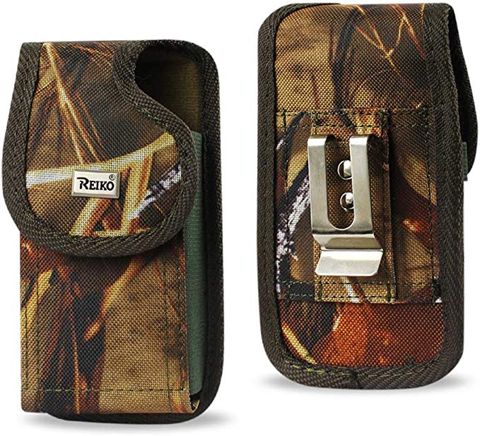 Rugged Camouflage Heavy Duty Canvas Vertical Metal Clip Case fits Sonim XP5