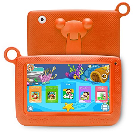 NPOLE Tablet Android 8G ROM 1G RAM Parent Control for Kids 7 inch Tablet 1280x800 Ips Display with Case Orange
