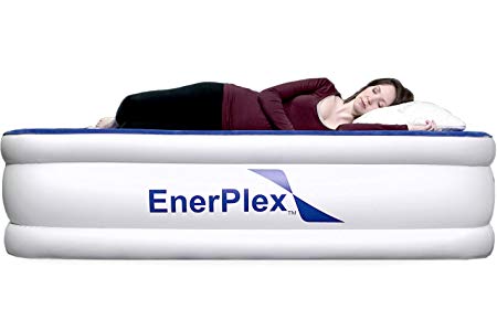 EnerPlex First Ever 1-Minute Pump Luxury Queen Size Air Mattress Airbed with Built in Pump Raised Double High Queen Blow Up Bed for Home Camping Travel 2-Year Warranty