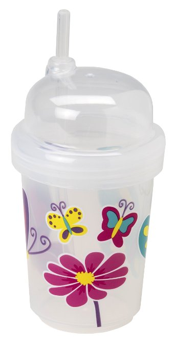 nuSpin Kids 8 oz Zoomi Straw Sippy Cup, Butterflies Style