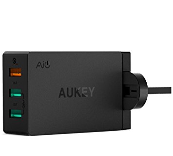 AUKEY Quick Charge 3.0 USB Wall Charger 3 Ports 43.5W for iPhone, LG, iPad Air, kindle fire and more