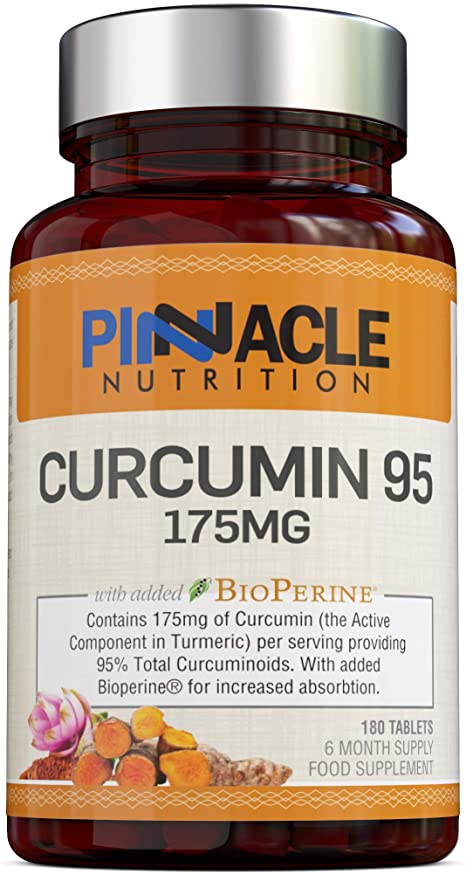 Curcumin 95 + Bioperine® | 175mg x 180 Tablets | Turmeric Extract containing Curcumin (The Active Compound in Turmeric) with 95% Curcuminoids and Bioperine® (Black Pepper Extract) |