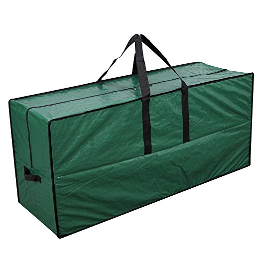 Primode Artificial Xmas Tree Storage Bag with Handles | 45” x 15” x 20” Holiday Tree Storage Case | Protective Zippered Xmas Tree Bag (Green)