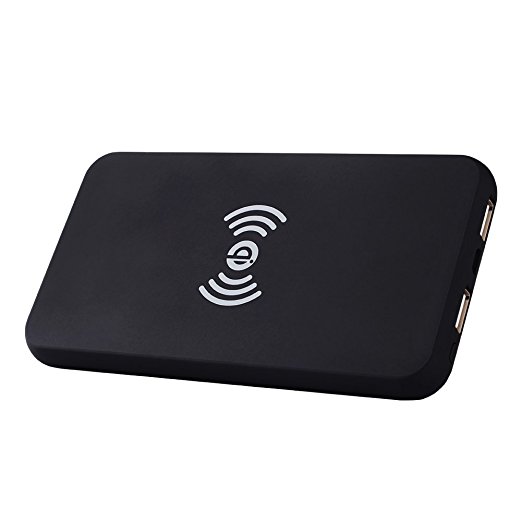 Qi Power Bank 8000mAh External Battery Wireless Charger for iPhone 8/8Plus,iPhone X,Support Wireless Fast Charging for Samsung Galaxy Note 8,S8,S8 ,S7 Edge,S7,S6 Edge Plus and Note 5-Black