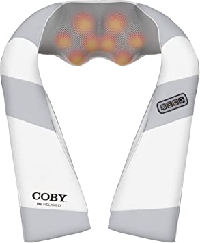 COBY Neck & Back Shiatsu Massager with Heat | Deep Tissue Kneading Massage Wrap for Shoulder, Neck, Upper/Lower Back, Waist & Thighs | 3D Rolling Balls & 3-Speed Intensity for Full Body Pain Relief