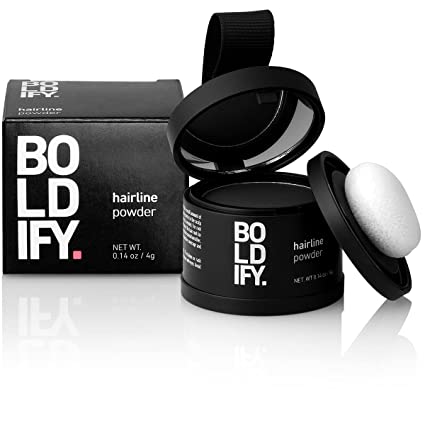 BOLDIFY Hairline Powder (Black) Conceals Hair Loss and Instantly Fills In Bald Spots, Receding Hairlines, and Wide Parts -48 Hour Formula for Hair & Beard - Gray Hair Coverage & Root Concealer, 4g