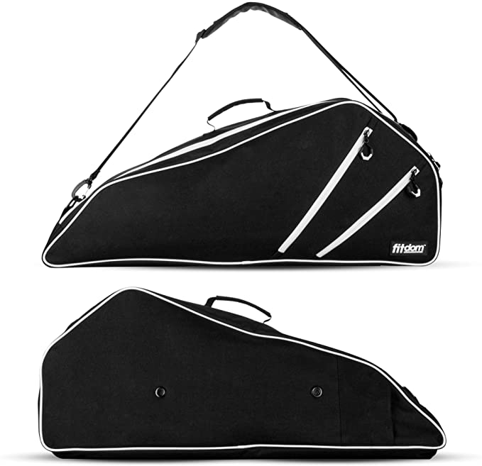 Fitdom Black Tennis Racket Bag - Can Carry Up to 3 Racquets. Perfect for Men, Women, Junior & Kids. Made from Heavy Duty Zipper & Durable Exterior for Your Gears, Towels, Balls and Accessories.