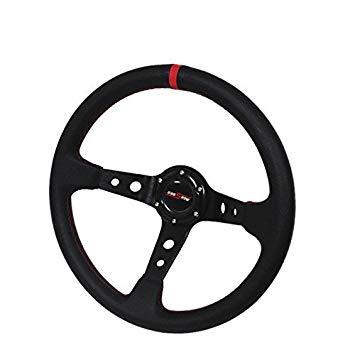 350mm Deep Dish 6 Bolt Steering Wheel Universal Custom (Red)