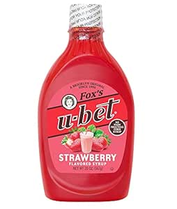 Fox’s U-bet Strawberry Flavored Syrup — A Brooklyn Original, 20OZ, Kosher Certified, Fat Free, No High Fructose Corn Syrup -Made in the USA.