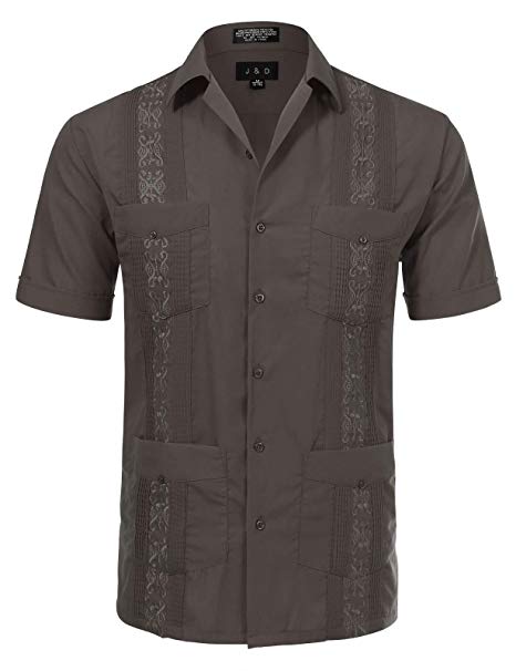 JD Apparel Men's Short Sleeve Cuban Guayabera Shirts