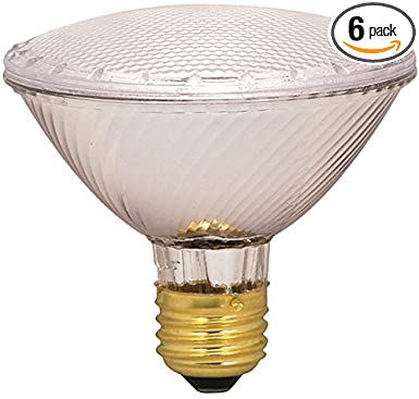 Satco 60PAR30/HAL/XEN/WFL/120V Halogen Halogen PAR Light, 60W E26 PAR30, Clear Bulb [Pack of 6]