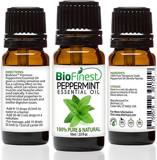 Biofinest Peppermint Oil - 100% Pure Peppermint Essential Oil - Therapeutic Grade - Premium Quality - Best For Aromatherapy, Headaches and Migraines Relief - FREE E-Book (10ml)