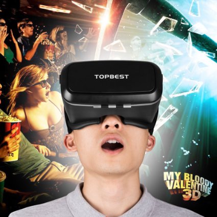 Topbest 2016 Newest Version 3D VR Headset Box Virtual Reality Glasses for 4~6 inch Smartphones for 3D Movies, Games and Videos. with Adjustable Focal/pupil Distance