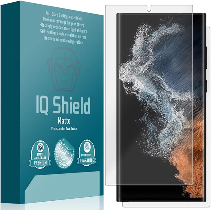 IQShield 2 Pack Matte Screen Protector for Samsung Galaxy S23 Ultra 5G (6.8- Inch/2023 Release) (Case Compatible) Anti-Glare Anti-Bubble TPU Film