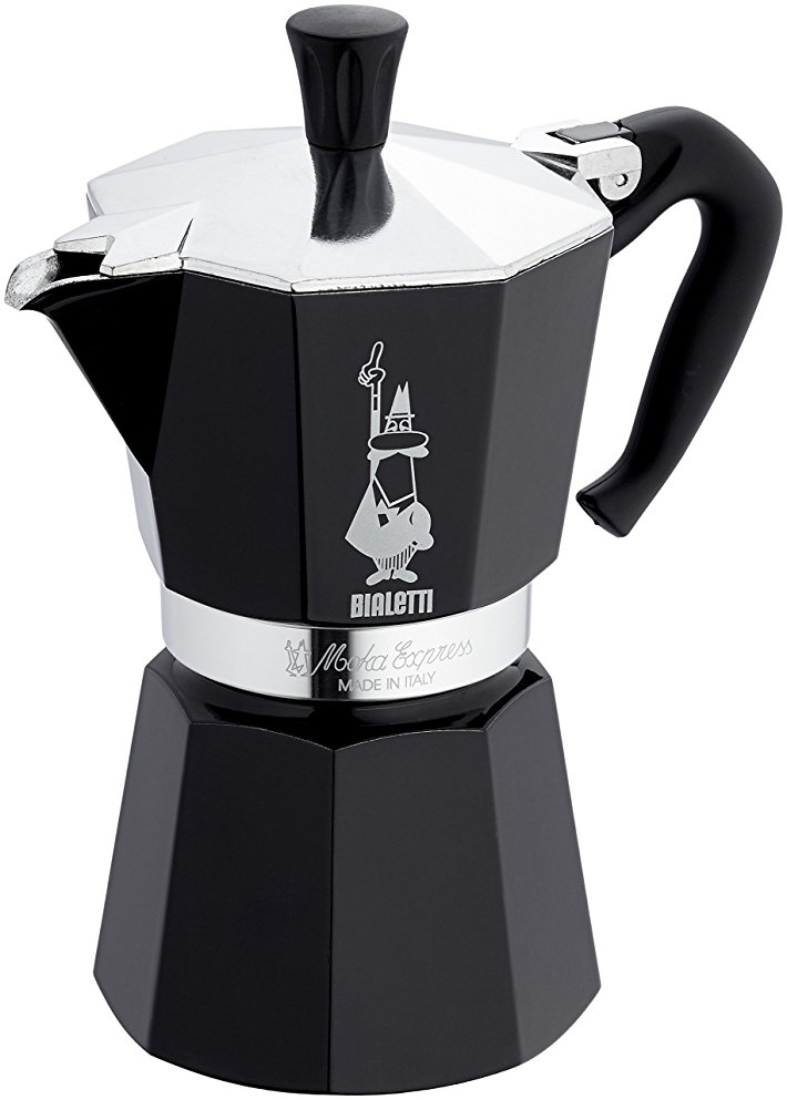 Bialetti Moka Express Espresso Maker, Black Lacquer, 6 cup