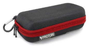 Protori Eyewear Case - Fits Sunglasses and Safety Glasses - Carabiner Hook and Belt Loop Red