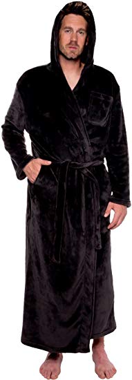 Ross Michaels Mens Hooded Long Robe - Full Length Big & Tall Bathrobe