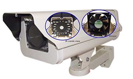 Evertech Housing CCTV Security Surveillance Outdoor Camera Box with Night Vision Infrared and Blower/Cooler Weatherproof Heavy Duty Aluminum - Brackets included