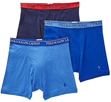 Polo Ralph Lauren Classic Fit w/Wicking 3-Pack Boxer Briefs Aerial Blue/Rugby Royal/Cruise Navy 2XL