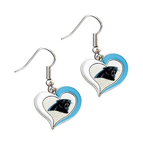 NFL womens NFL Sports Team Logo 3/4" Swirl Heart Dangle Earring Set