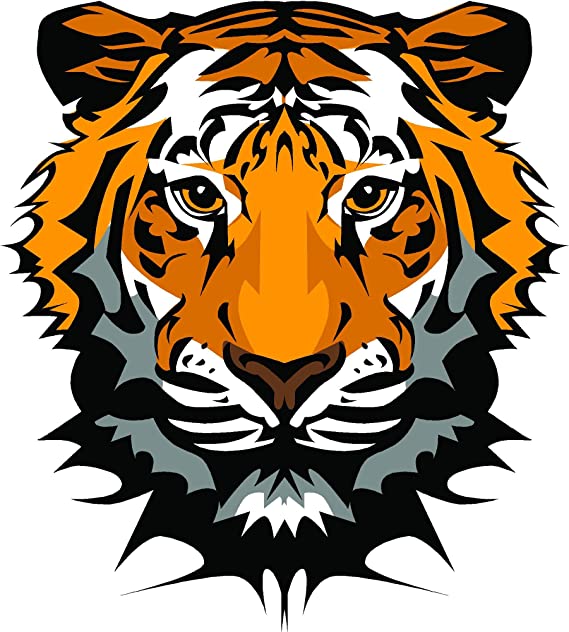 Mascot Tiger Head Facing Front 4x4.4 Sticker Decal die Cut Vinyl - Made and Shipped in USA