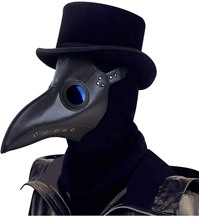 ThinkTop Plague Doctor Mask Long Nose Bird Beak Mask, PU Leather Rivet Steampunk Halloween Cosplay Costume Props For Party