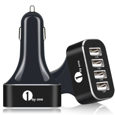 1byone 9.6A / 48W 4-Port USB Car Charger, Safety Protection for Apple and Android Devices, Black