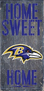Baltimore Ravens Official NFL 14.5 inch x 9.5 inch Wood Sign Home Sweet Home by Fan Creations 048319