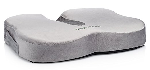 Naturalico 100% Memory Foam Portable Seat Cushion with Cooling Gel Pad for Coccyx Tailbone and Sciatica Back Pain