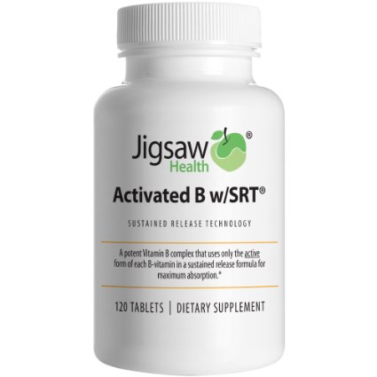 Jigsaw Activated B w SRT Slow Release B Complex Supplement Including Only The Active Forms Of B Vitamins Super Absorbable Active Vitamin B Complex Tablets With A Timed Release (120 count)