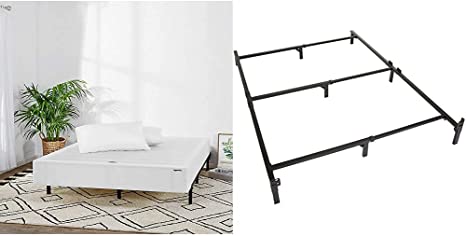 AmazonBasics Mattress Foundation / Smart Box Spring for Full Size Bed, Tool-Free Easy Assembly - 9-Inch, Full & 9-Leg Support Metal Bed Frame - Tool-Free Easy Assembly - Full Size Bed