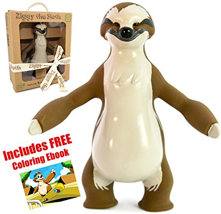 Flash Sale! Ziggy the Sloth Baby Natural Teether Toy by Pijio with Free Downloadable Coloring Book- Best Amazon Baby Registry Gift - Developmental Teething Chew Toy
