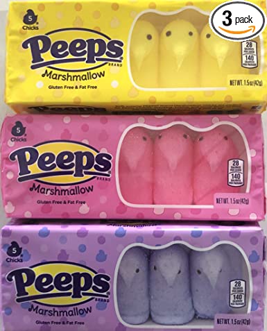 Peeps Yellow, Pink, & Purple, Marshmallow Chicks- 1.5 oz Each | ( 3 Variety Packs