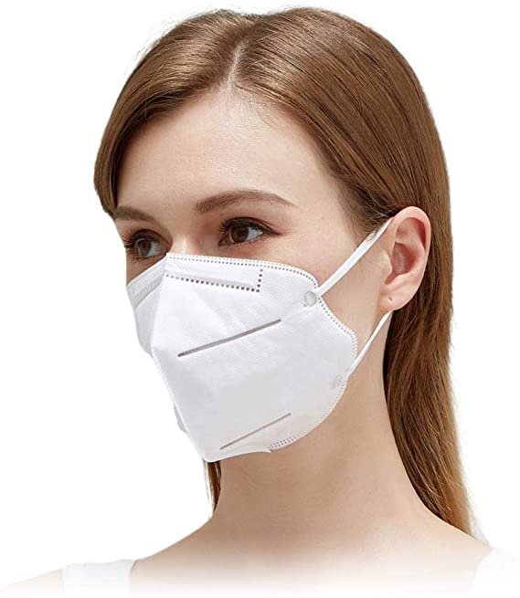 Disposable Face Mask with 95% Filtration | 5 Layer Safety Mask with Adjustable Nose Bridge & Comfort Ear Loops | Lightweight and Foldable Bulk Masks for Work & School (10)