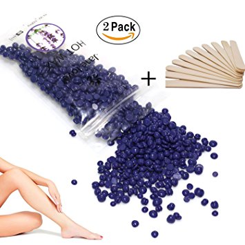 PrettyDiva 2 Bags Hair Removal Hard Wax Beans Beads Lavender Depilatory Wax Beads Stripless - Painless