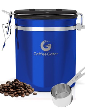Coffee Gator Canister With Stainless Steel Scoop