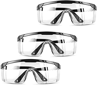 Safety Protective Goggles, PORPEE Protective Glasses Light-weight Eyewear Clear Anti-Fog Lens (3 Packs)