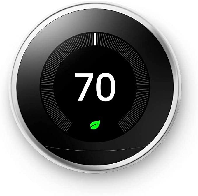 Google Nest Learning Thermostat - Programmable Smart Thermostat for Home - 3rd Generation Nest Thermostat - Works with Alexa - Polished Steel-Renewed