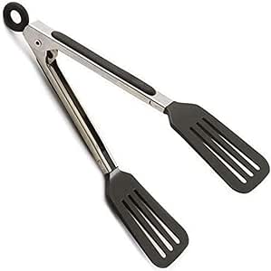 Norpro 8" Stainless Steel Mini Slotted Spatula Locking Serving Tongs