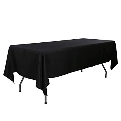 E-TEX 60 x 126-Inch Rectangular Tablecloth, 100% Polyester Washable Table Cloth for 8Ft. Rectangle Table, Black