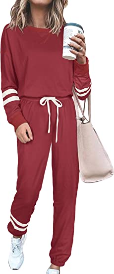 SIEANEAR Womens 2 Pieces Long Sleeve Loungewear Sweatsuit Sets Crewneck Outfits