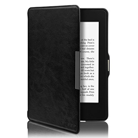 Swees Kindle Paperwhite Case Ultra Slim Cover for All-New Kindle Paperwhite 2015 300 PPI 3rd gen / 2014 / 2013 / 2012 with Magnetic Auto Sleep Wake Function, Including Screen Protector [Lifetime Warranty] - Black