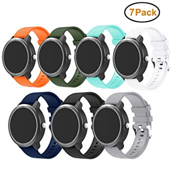 BIGTANG Compatible for Vivoactive 3 Watch Band, Soft Silicone 20mm Quick Release Replacement Bands for Garmin Vivoactive 3/ Garmin Forerunner 645 Music/Samsung Galaxy 42mm Smart Watch - 7 Pack